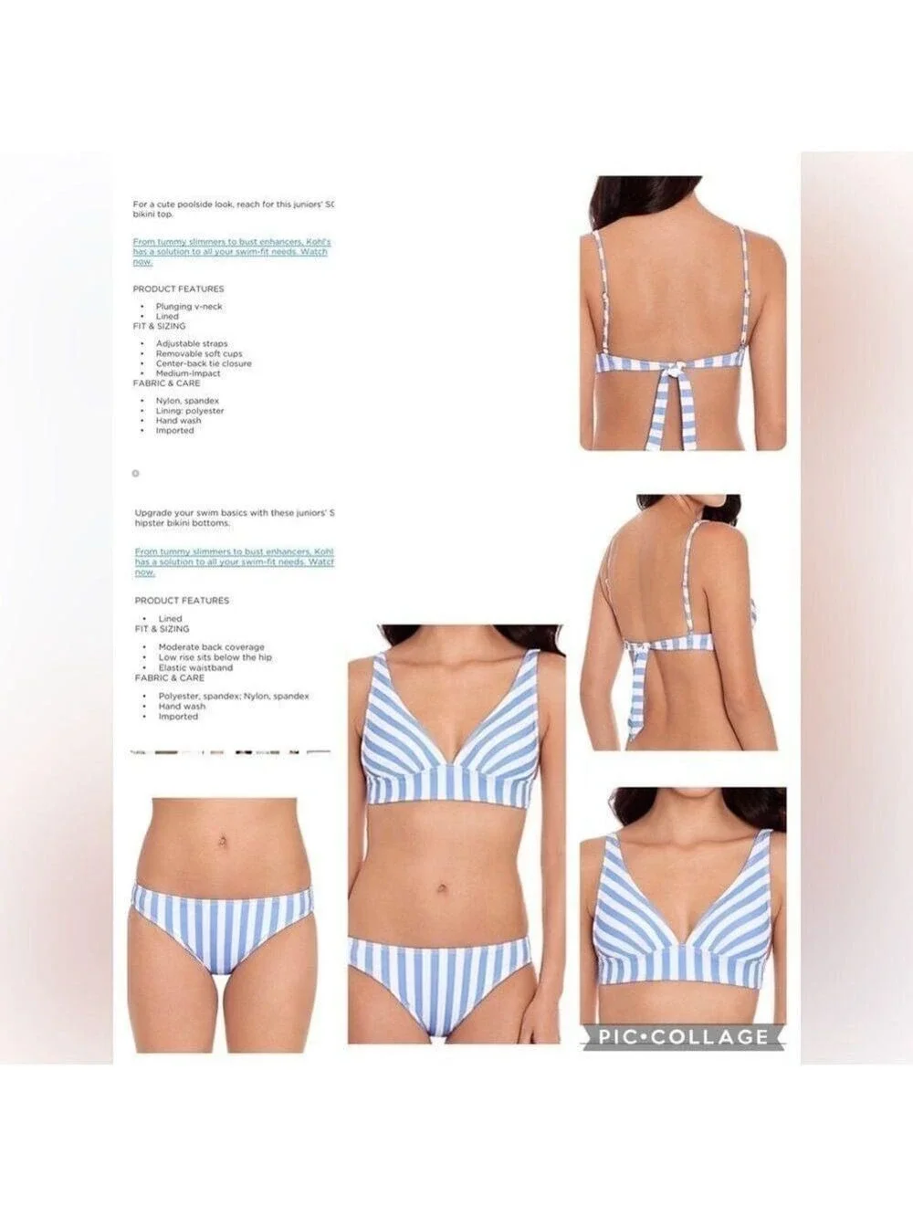 SO bikini Woman’s Junior size XXL blue and white (periwinkle) striped